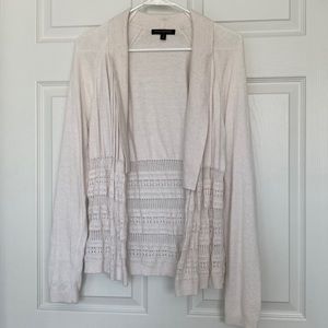Banana Republic Cream eyelet/knot/crochet style open cardigan